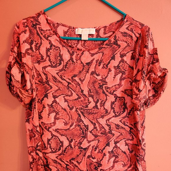 MICHAEL KORS Burnt Orange Patterned Blouse - Picture 1 of 5
